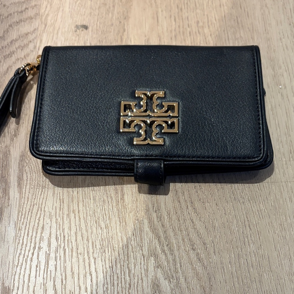 Tory Burch Black Wallet with Gold Logo